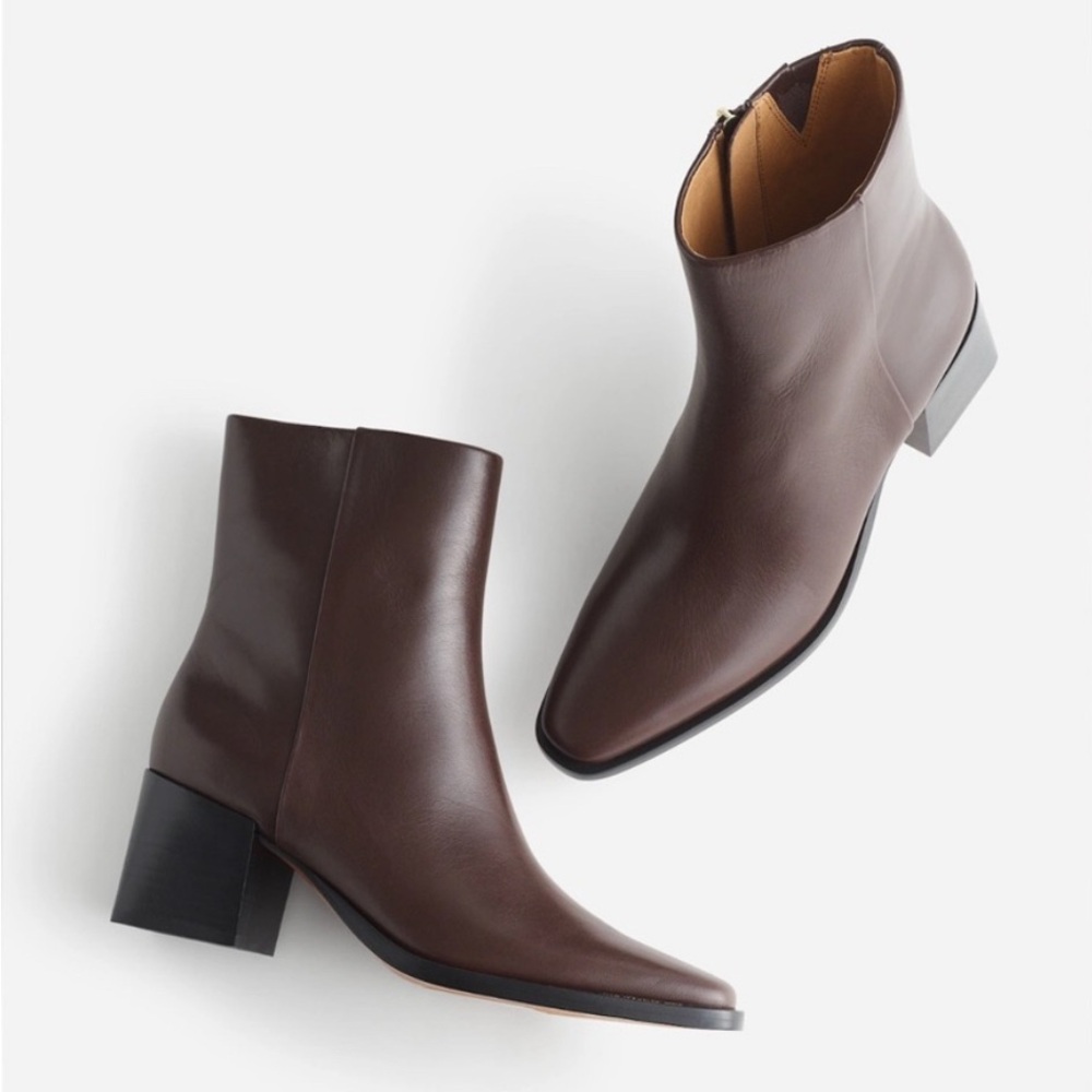 Ardin Ankle Boot by Madewell in Turkish Coffee size 9 Brown Block heel leather